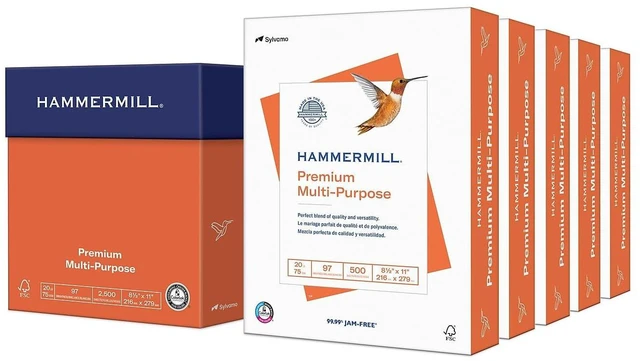 Main image of Printer Paper, Premium Multipurpose Paper 20 lb, 8.5 x 11-5 Ream (2,500 Sheets) - 97 Bright, Made in the USA, 105910C
