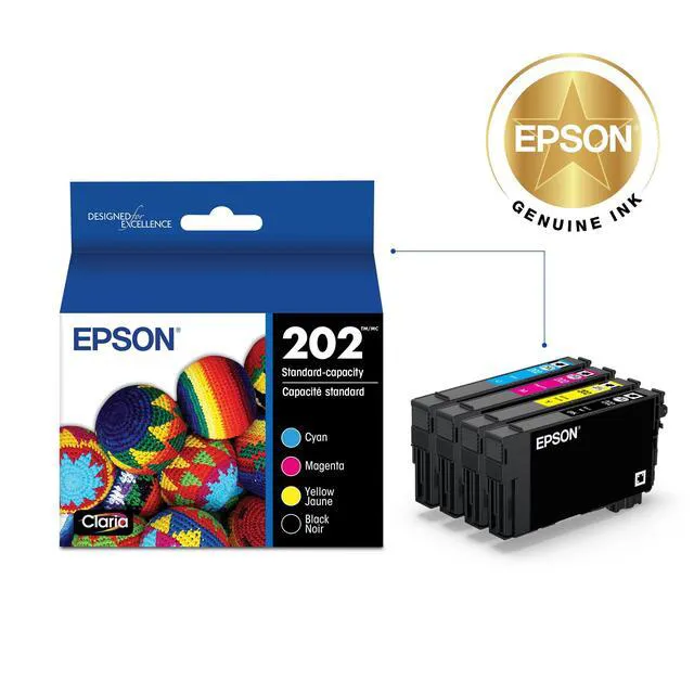 Alt view image 2 of 6 - 202 Claria Ink Standard Capacity Black & Color Cartridge Combo Pack (T202120-BCS) Works with Workforce WF-2860,Expression XP-5100,(Pack of 2)