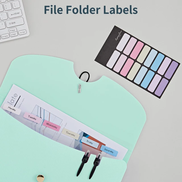 Alt view image 5 of 7 - 7 Pockets Expanding File Folder, A4 Accordion folders, Blue & Pink Accordion File Folders with 12 Labels, Portable Document Organizer for Home, College, School, and Office Supplies