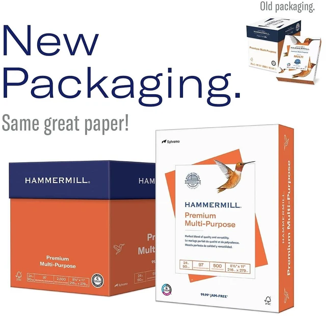 Alt view image 2 of 7 - Printer Paper, Premium Multipurpose Paper 20 lb, 8.5 x 11-5 Ream (2,500 Sheets) - 97 Bright, Made in the USA, 105910C