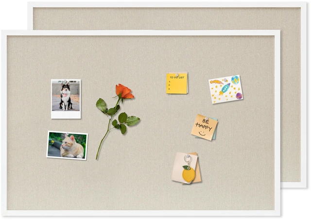 Main image of Cork Board with Linen White 2Pack,Bulletin Board 36"x24" Hanging Corkboards for Office Home School Message Board or Vision Board Decoration