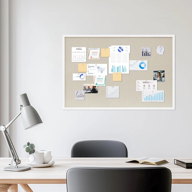 Alt view image 4 of 7 - Cork Board with Linen White 2Pack,Bulletin Board 36"x24" Hanging Corkboards for Office Home School Message Board or Vision Board Decoration