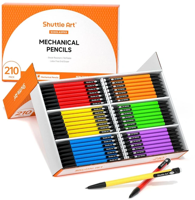 Main image of Mechanical Pencils, 210 Pack Bulk Mechanical Pencils 0.7mm Medium Point, HB #2 Lead, Assorted Barrels, Office School Supplies