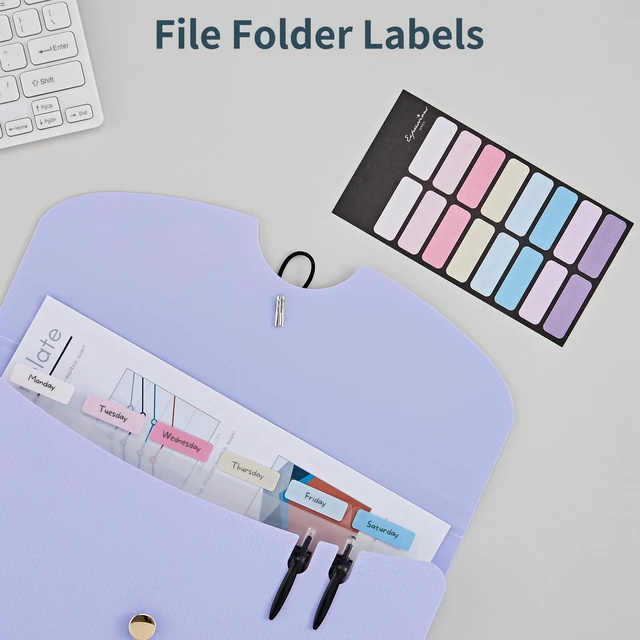 Alt view image 5 of 7 - 7 Pockets Expanding File Folder, A4 Accordion folders, Pupple&Pink Accordion File Folders with 12 Labels, Portable Document Organizer for Home, College, School, and Office Supplies