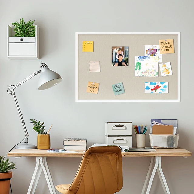 Alt view image 5 of 7 - Cork Board with Linen White 2Pack,Bulletin Board 36"x24" Hanging Corkboards for Office Home School Message Board or Vision Board Decoration
