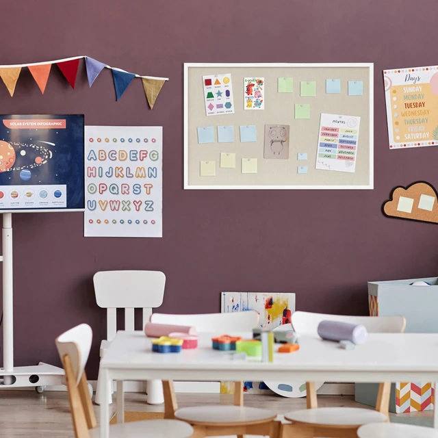 Alt view image 6 of 7 - Cork Board with Linen White 2Pack,Bulletin Board 36"x24" Hanging Corkboards for Office Home School Message Board or Vision Board Decoration