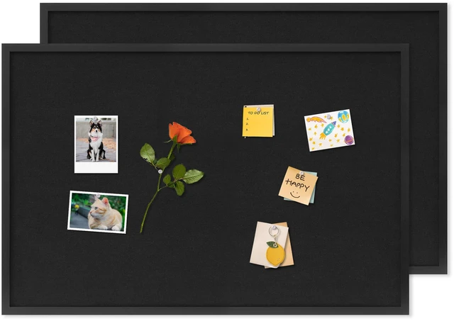 Main image of Cork Board with Linen Black 2Pack,Bulletin Board 36"x24" Corkboards for Office Home School Message Board or Vision Board Decoration