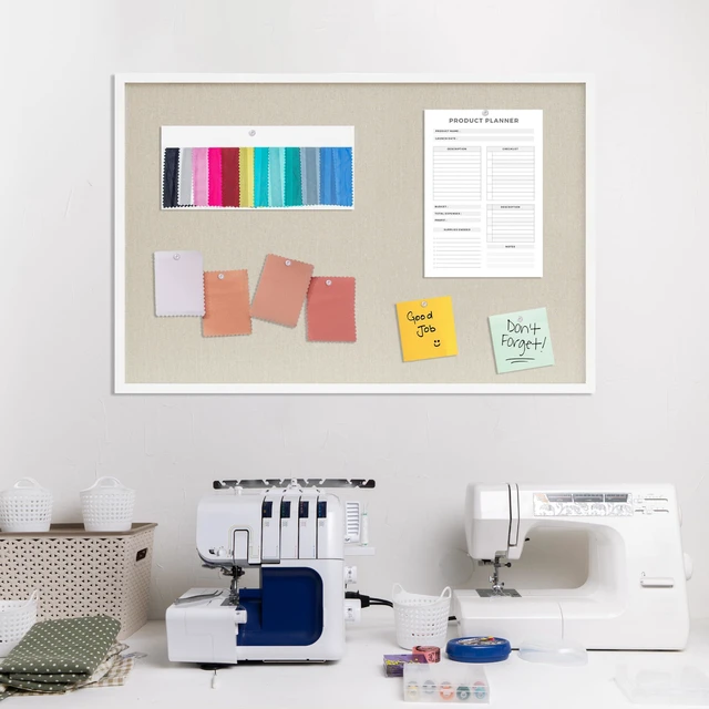 Alt view image 7 of 7 - Cork Board with Linen White 2Pack,Bulletin Board 36"x24" Hanging Corkboards for Office Home School Message Board or Vision Board Decoration