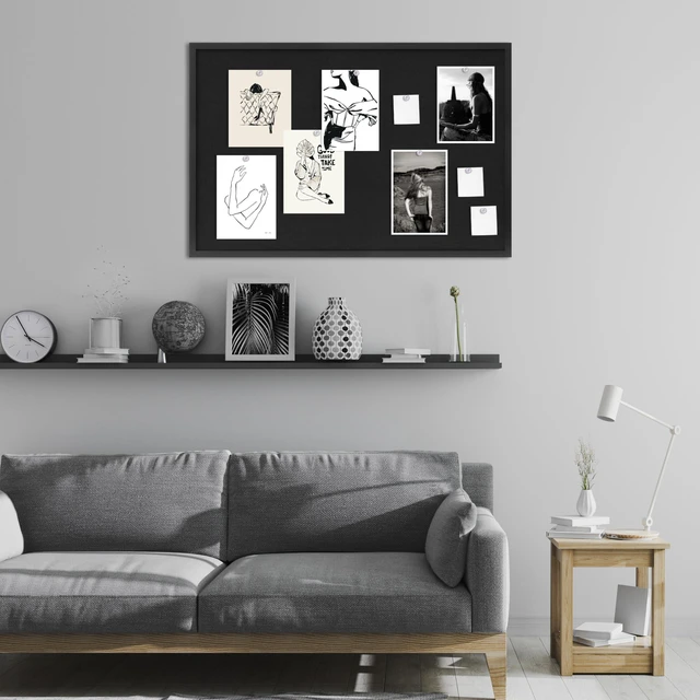 Alt view image 7 of 7 - Cork Board with Linen Black,Bulletin Board 36"x24" Corkboards for Office Home School Message Board or Vision Board Decoration