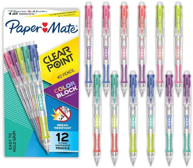 Main image of Clearpoint Mechanical Pencils, Color Block Edition, HB #2 Lead (0.7mm), 12 Count - Back to School, Fun Office Supplies