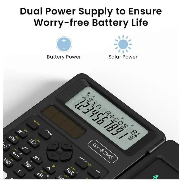 Alt view image 4 of 7 - 82MS Scientific Calculators School Supplies with Notepad Black Stuff Middle and High Back to School Girls Cute Stuff for Student, 240 Functions Foldable 2-Line Display Solar and Battery Power