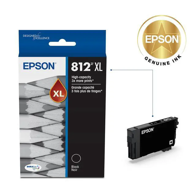 Alt view image 2 of 6 - 812XL Genuine High Capacity Black Ink Cartridge T812XL120 Works With WorkForce Pro WF-7310 WF-7820 WF-7840 EC-C7000 Printers