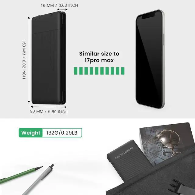 Alt view image 7 of 7 - 82MS Scientific Calculators School Supplies with Notepad Black Stuff Middle and High Back to School Girls Cute Stuff for Student, 240 Functions Foldable 2-Line Display Solar and Battery Power