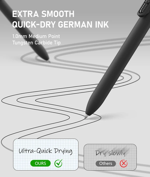 Alt view image 3 of 7 - 16 Pack Vintage Black Ballpoint Pens 1.0mm Fidget Pens for Adults Quality German Ink Smooth Writing Retractable Pen for Nurses Teacher Women Men School Office Work