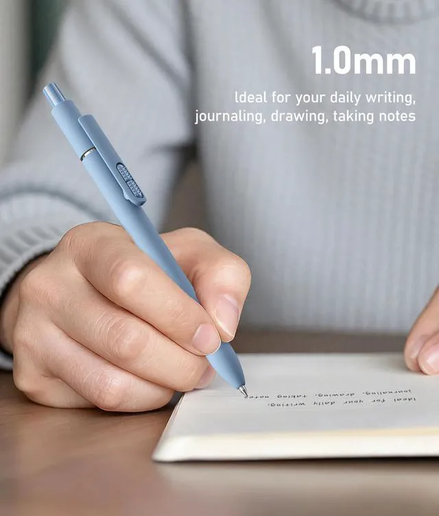 Alt view image 6 of 7 - 16 Pack Morandi Black Ballpoint Pens 1.0mm Fidget Pens for Adults Quality German Ink Smooth Writing Retractable Pen for Nurses Teacher Women Men School Office Work