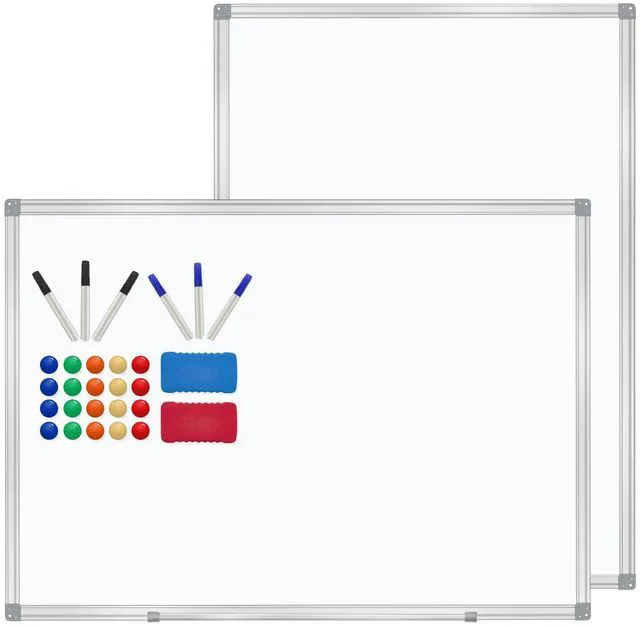 Main image of 3' x 2' Whiteboard Dry Erase White Board for Wall 36x24 (2pcs) Magnetic Boards for Office Classroom & Home, Small Wall Whiteboard Including 6 Markers, 20 Magnets, 2 Erasers