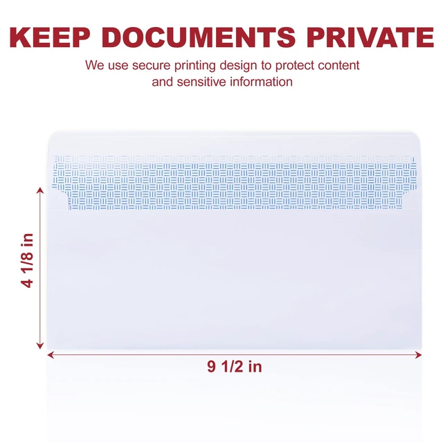 Alt view image 2 of 7 - #10 Letter Size Mailing Envelopes for Business, 500pcs Self Seal Windowless Security Envelopes 4-1/8 x 9-1/2 Inch White 24LB Paper