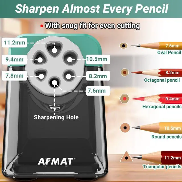 Alt view image 2 of 6 - Heavy Duty Electric Pencil Sharpener, 6 Holes, Auto Stop Pencil Sharpeners for 6-11mm Pencils, Classroom Electric Sharpener for Artists, 7000 Sharpenings, Save Pencils, PSX1