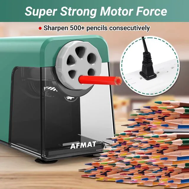 Alt view image 5 of 6 - Heavy Duty Electric Pencil Sharpener, 6 Holes, Auto Stop Pencil Sharpeners for 6-11mm Pencils, Classroom Electric Sharpener for Artists, 7000 Sharpenings, Save Pencils, PSX1