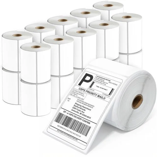 Main image of 4" X 6" Direct Thermal Labels (5000 Count, 20 Rolls) - Printable Postage Shipping Labels for Packages and Returns - Compatible With Zebra and Rollo Printers