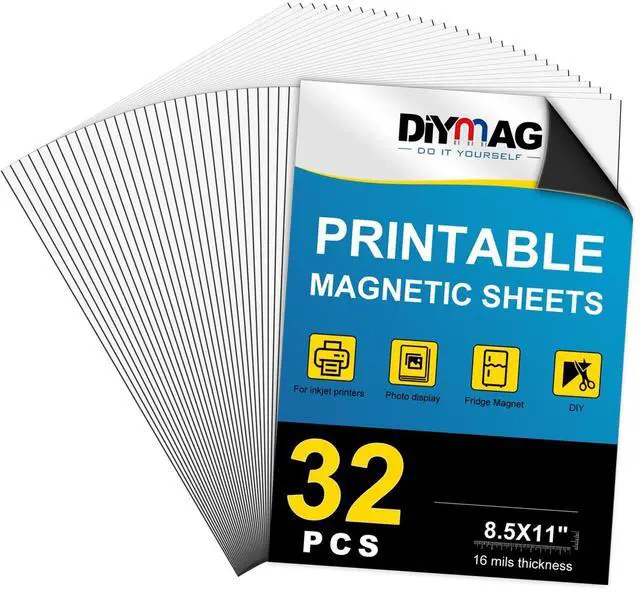 Main image of Printable Magnetic Sheets, Glossy 32Pcs 8.5"x11" for Inkjet Printers Flexible Magnetic Paper, Non-Adhesive for DIY Crafts, Photo Wall, Cars, Refrigerator, Classroom and Office Decor: Amazon.com