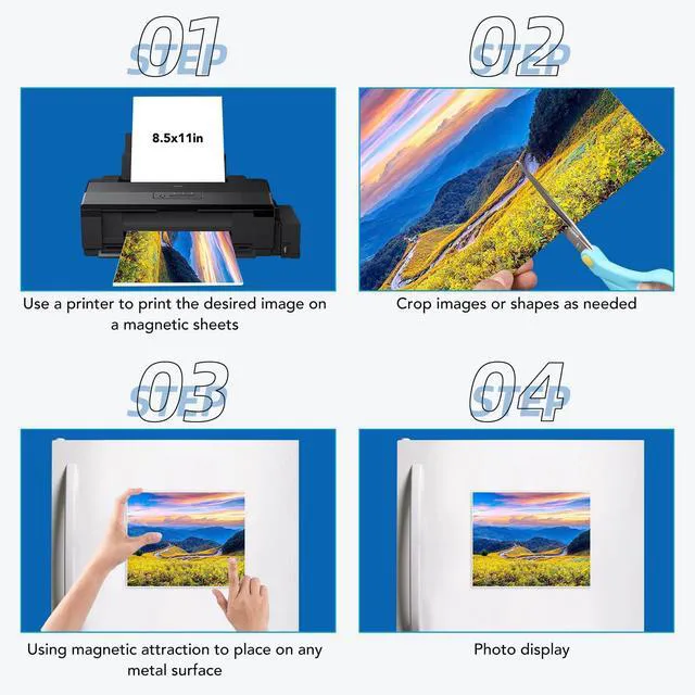Alt view image 4 of 7 - Printable Magnetic Sheets, Glossy 32Pcs 8.5"x11" for Inkjet Printers Flexible Magnetic Paper, Non-Adhesive for DIY Crafts, Photo Wall, Cars, Refrigerator, Classroom and Office Decor: Amazon.com