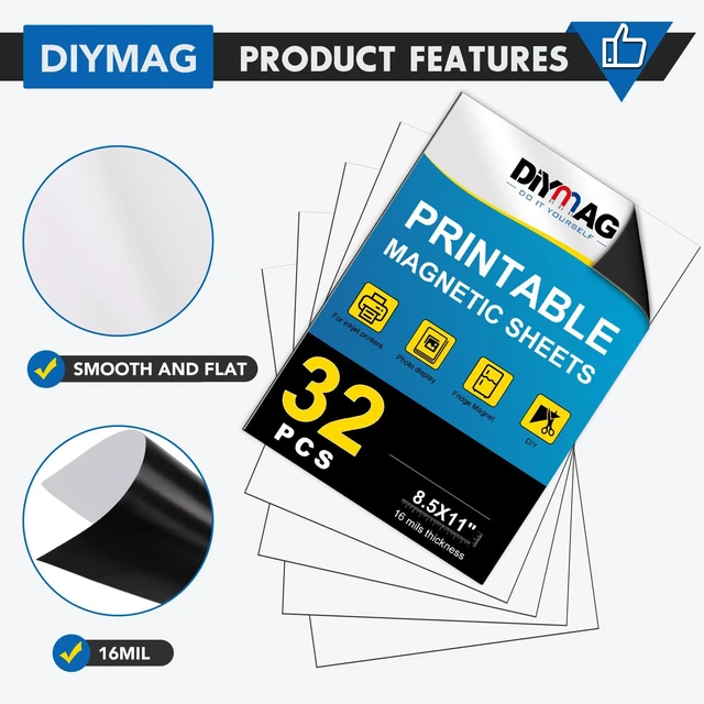 Alt view image 6 of 7 - Printable Magnetic Sheets, Glossy 32Pcs 8.5"x11" for Inkjet Printers Flexible Magnetic Paper, Non-Adhesive for DIY Crafts, Photo Wall, Cars, Refrigerator, Classroom and Office Decor: Amazon.com