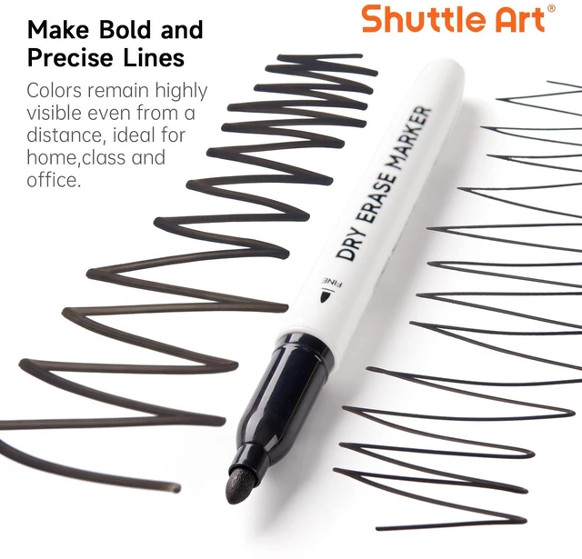 Alt view image 2 of 7 - Dry Erase Markers, 25 Pack Black Magnetic Whiteboard Markers with Erase, Fine Point Dry Erase Markers Perfect for Writing on Dry-Erase Whiteboards Mirrors Glasses for School Office Home