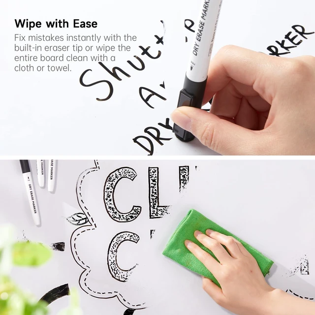 Alt view image 5 of 7 - Dry Erase Markers, 25 Pack Black Magnetic Whiteboard Markers with Erase, Fine Point Dry Erase Markers Perfect for Writing on Dry-Erase Whiteboards Mirrors Glasses for School Office Home