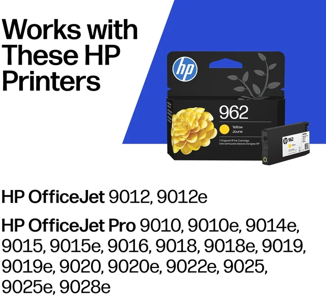 Alt view image 2 of 7 - 962 Yellow Ink Cartridge | Works with OfficeJet 9010, Pro 9010, 9020 | Eligible for Instant Ink | 3HZ98AN