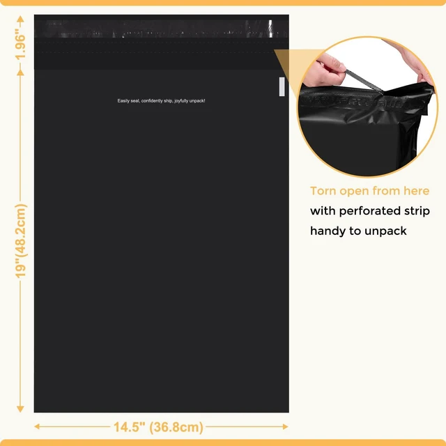 Alt view image 2 of 7 - Poly Mailers 14.5x19 700Pcs, Shipping Bags for Clothes with Strong Adhesive and Tear Strip, Large Mailers Poly Bags Shipping Envelopes Bulk for Business Packing, Easy to Seal and Open, Black