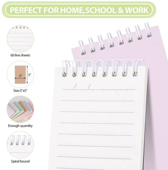 Alt view image 6 of 7 - Small Notebooks Bulk,3x5 Pocket Spiral Notepads With Lined Pages 16 Pcs Mini Notebook for Work,Nursing School Essentials,School&Office Supplies,Nurse Gifts