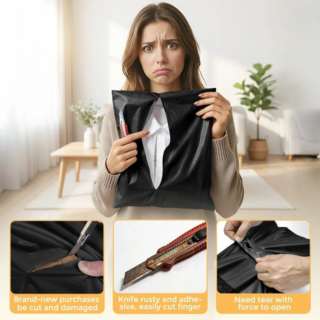 Alt view image 6 of 7 - Poly Mailers 14.5x19 700Pcs, Shipping Bags for Clothes with Strong Adhesive and Tear Strip, Large Mailers Poly Bags Shipping Envelopes Bulk for Business Packing, Easy to Seal and Open, Black
