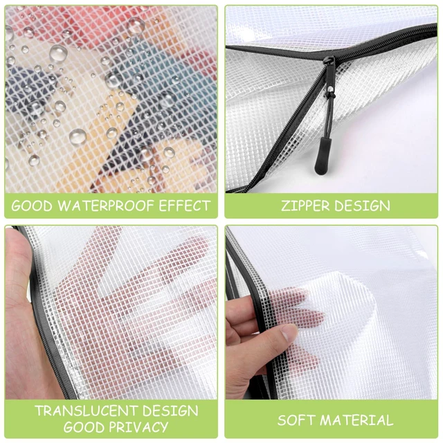 Alt view image 3 of 6 - 24pcs Mesh Zipper Pouches, A3 Size 17 x 12 inches Waterproof Black Zipper Bags, Water-Resistant Plastic Zipper Pouch for School Office Supplies, Puzzles & Games Organizing Storage