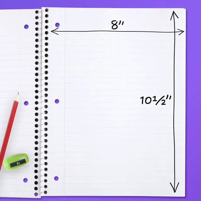 Alt view image 3 of 6 - Spiral Notebook, 1 Subject, Wide Ruled Paper, 8" x 10-1/2", 70 Sheets, Selected Colors Will Vary, 6 Pack (930267)