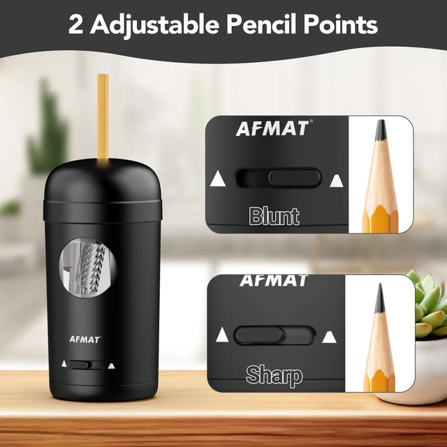 Alt view image 4 of 7 - Electric Pencil Sharpener, Fully Automatic Pencil Sharpener for 7-8mm Pencils & Colored Pencils, Auto in & Out, Rechargeable Vertical Hands-Free Sharpeners for Classroom/Home/Office PSX7(Black)