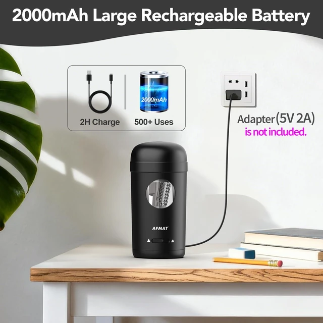 Alt view image 5 of 7 - Electric Pencil Sharpener, Fully Automatic Pencil Sharpener for 7-8mm Pencils & Colored Pencils, Auto in & Out, Rechargeable Vertical Hands-Free Sharpeners for Classroom/Home/Office PSX7(Black)