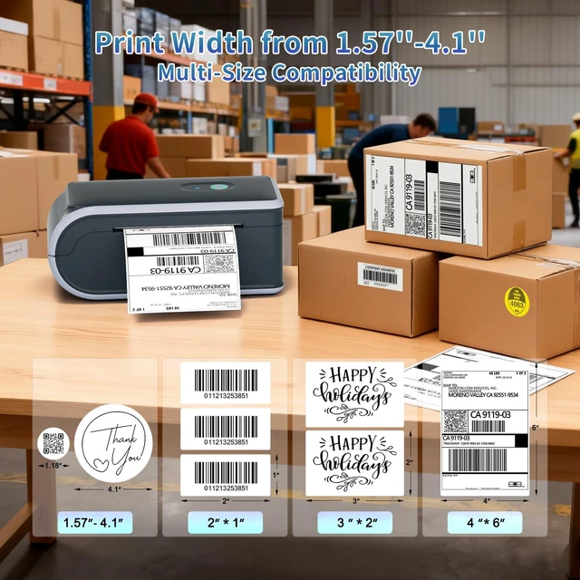 Alt view image 2 of 7 - Battery Powered Thermal Printer, Cordless 4x6 Shipping Label Printer for Small Business, Prints 700+ Labels per Charge, 25H Standby, Portable Labeler for iPhone, Mac, Windows