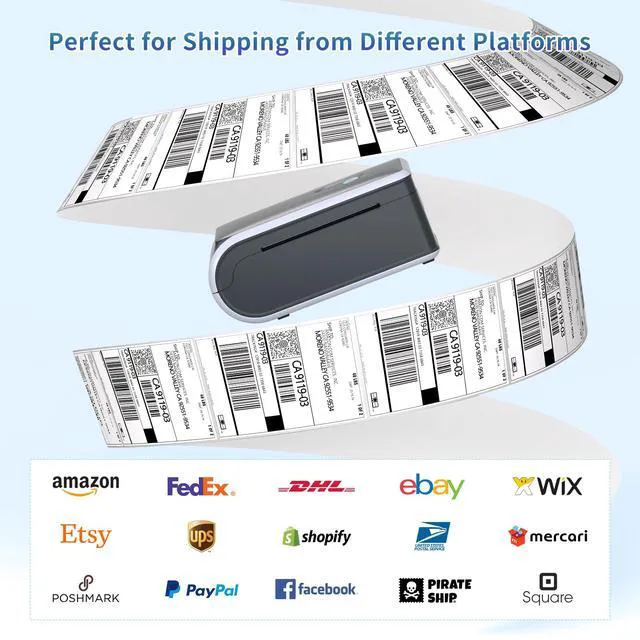 Alt view image 4 of 7 - Battery Powered Thermal Printer, Cordless 4x6 Shipping Label Printer for Small Business, Prints 700+ Labels per Charge, 25H Standby, Portable Labeler for iPhone, Mac, Windows