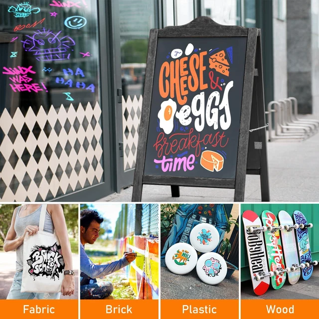 Alt view image 6 of 7 - Window Markers, Jumbo Chalk Markers for Blackboard Washable Car Marker for Chalkboard,Glass Mirrow,10mm Thick Tip 12 Colors With Metallic Colors