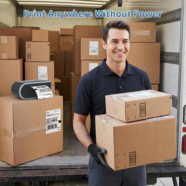 Alt view image 7 of 7 - Battery Powered Thermal Printer, Cordless 4x6 Shipping Label Printer for Small Business, Prints 700+ Labels per Charge, 25H Standby, Portable Labeler for iPhone, Mac, Windows