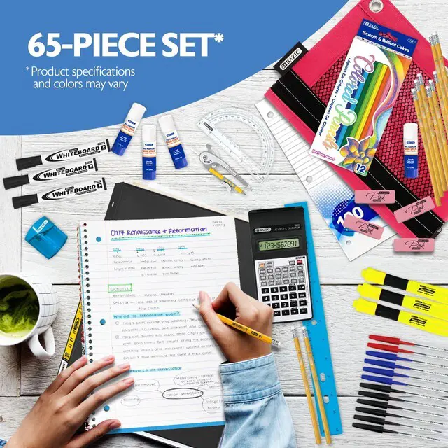 Alt view image 2 of 7 - 65-Piece Middle & High School Kit, Math & Geometry, 65-Case bundles writing, geometry tools in