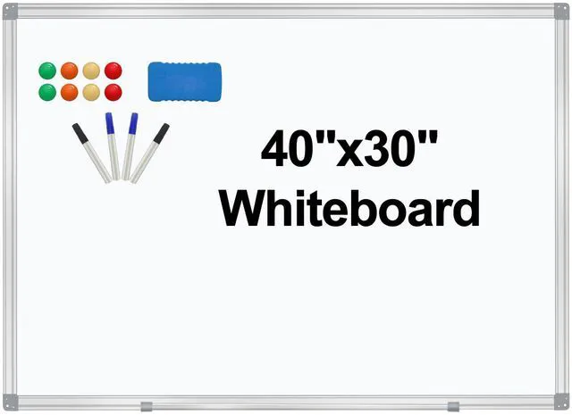Main image of Dry Erase Board for Wall Aluminum Presentation Magnetic Whiteboard with Long Pen Tray, Wall-Mounted White Board for School, Office and Home (40"x30")
