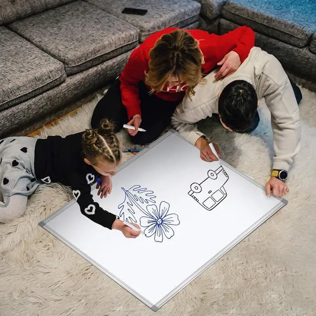 Alt view image 3 of 6 - Dry Erase Board for Wall Aluminum Presentation Magnetic Whiteboard with Long Pen Tray, Wall-Mounted White Board for School, Office and Home (40"x30")