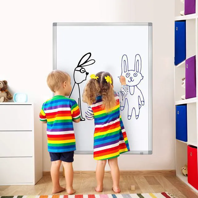 Alt view image 4 of 6 - Dry Erase Board for Wall Aluminum Presentation Magnetic Whiteboard with Long Pen Tray, Wall-Mounted White Board for School, Office and Home (40"x30")