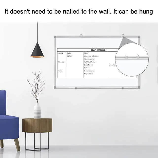 Alt view image 6 of 6 - Dry Erase Board for Wall Aluminum Presentation Magnetic Whiteboard with Long Pen Tray, Wall-Mounted White Board for School, Office and Home (40"x30")