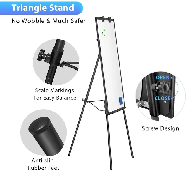 Alt view image 2 of 7 - Easel Whiteboard 36 x 24, Stand Tripod with Height Adjustable, Black 3' x 2' Magnetic Dry Erase Surface, Flipchart Stand, Portable Tripod Easel for Office, Teaching, Home and Classroom