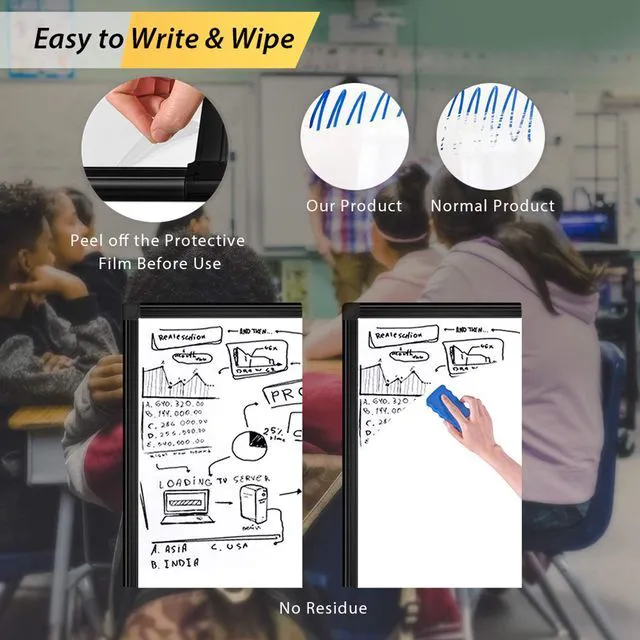 Alt view image 3 of 7 - Easel Whiteboard 36 x 24, Stand Tripod with Height Adjustable, Black 3' x 2' Magnetic Dry Erase Surface, Flipchart Stand, Portable Tripod Easel for Office, Teaching, Home and Classroom