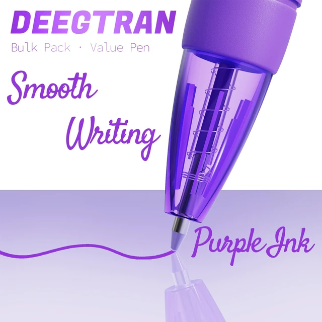 Alt view image 3 of 7 - Pens Bulk, 30 Pack No Bleed Purple Ink Click Pens with Soft Grip, Wholesale Retractable Ballpoint Pens for Office School, Medium Point Smooth 1.0MM