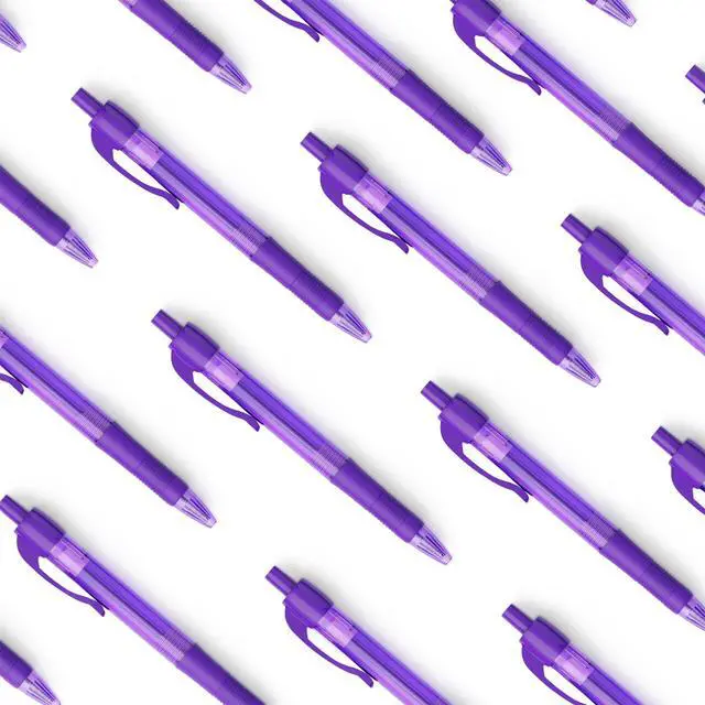 Alt view image 6 of 7 - Pens Bulk, 30 Pack No Bleed Purple Ink Click Pens with Soft Grip, Wholesale Retractable Ballpoint Pens for Office School, Medium Point Smooth 1.0MM